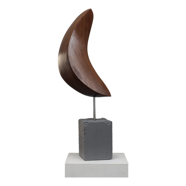 Ineke Van Zuuren, Organic Abstract, 1980s, Concrete & Teak For Sale