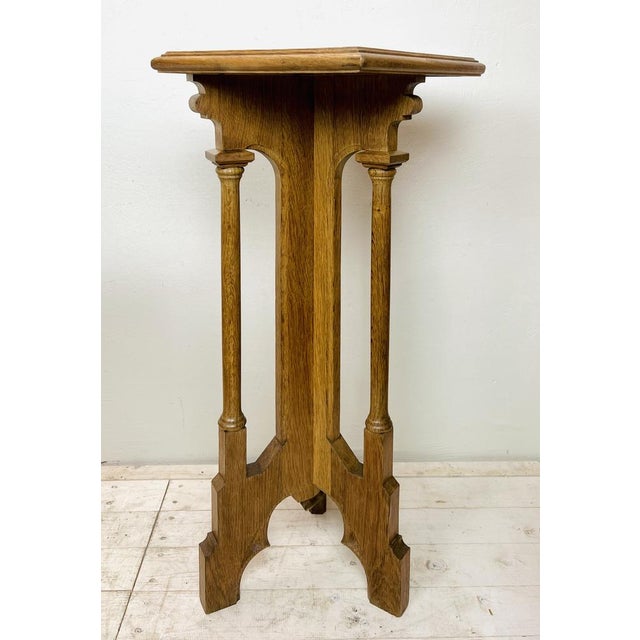 Arts & Crafts Gothic Revival Pedestal in Oak, 1920s For Sale - Image 18 of 18
