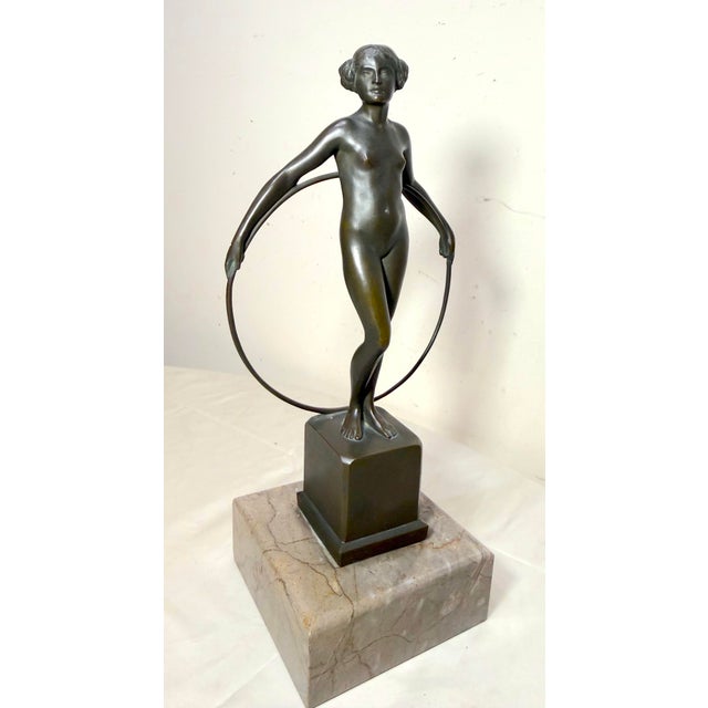 Antique Artur Berger Dresden Germany Nude Lady With Ring Bronze Statue Sculpture For Sale - Image 10 of 16