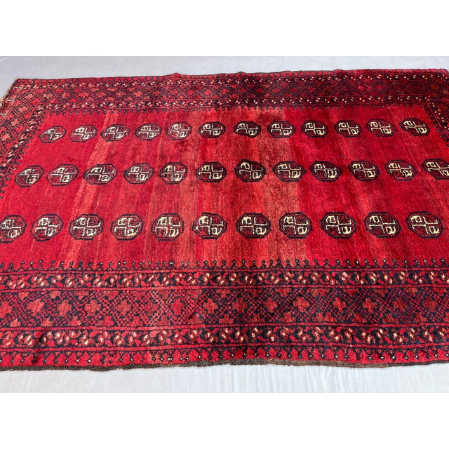 Vintage Afghan Ersari Turkmen Bokhara Rug, Abrash Red - 7'2" X 4'8" For Sale - Image 6 of 13