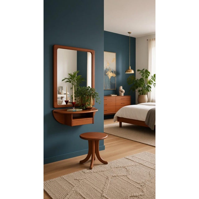 Danish Teak A Welcome Hallway Set with Mirror, Wall Console and Hook Rail from Vildbjerg Møbelfabrik, 1960s, Set of 3 For Sale - Image 15 of 18
