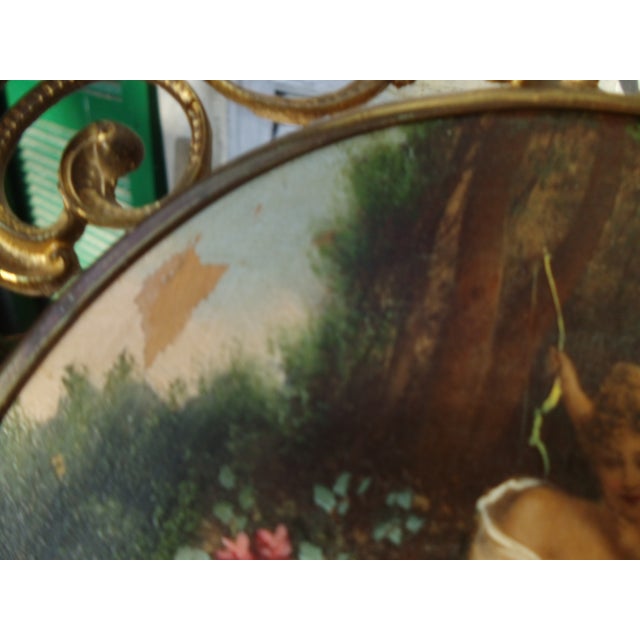 Art Nouveau Wall Paintings with Floral Brass Frames, 1890s-1910s, Set of 2 For Sale - Image 12 of 18