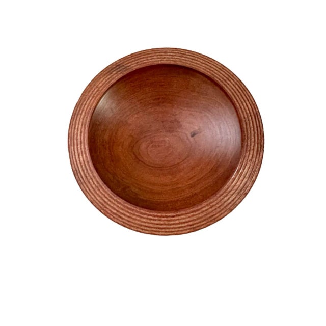 Danish Modern Style Hand-Crafted Wood Turned Walnut Bowl For Sale - Image 4 of 13