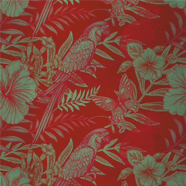 Contemporary Parrots 2 Fabric Wall Covering by Chiara Mennini for Midsummer-Milano For Sale - Image 3 of 3