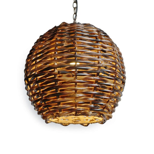 Hand woven bamboo / rattan globe lantern with burnt antiqued finish. Beautiful for indoors or in the garden. Especially...