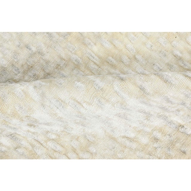Contemporary Solid Silk Rug in Subtle Textured Ivory-Beige by Doris Leslie Blau. Size: 11.1" × 12.10" (337 × 391 cm). This...