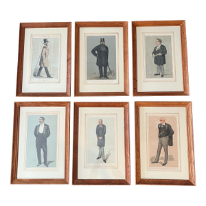 Late 19th Century British Society Magazine Vanity Fair Framed Chromolithograph Caricature Portraits