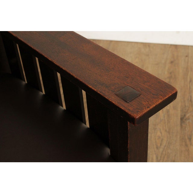 L. & J.G. Stickley, Inc. L & JG Stickley Antique Mission Oak and Leather Morris Chair For Sale - Image 4 of 18