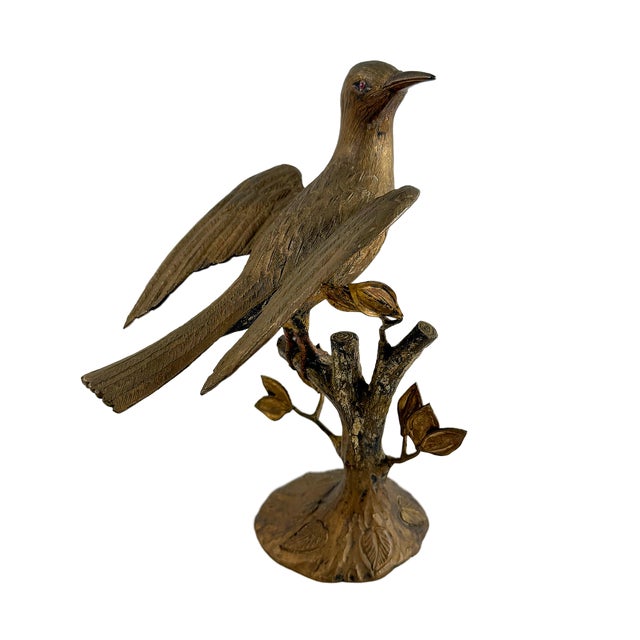1960's Italian Cast Brass Bird on Branch Sculpture For Sale In Houston - Image 6 of 6