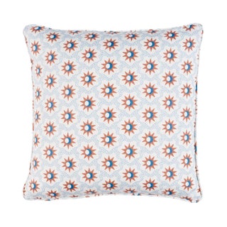 Schumacher Lucie 18" Pillow In Clay & Blue For Sale