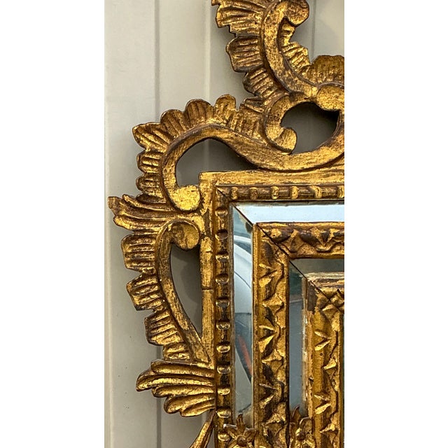 Mid-Century Italian Carved Giltwood Baroque Style Wall Mirror Danby of New York For Sale - Image 4 of 7
