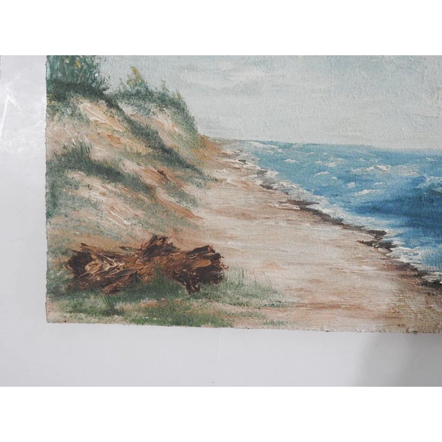 Traditional Mid 20th Century Coastal Sand Dunes Beach Seascape Painting For Sale - Image 3 of 7