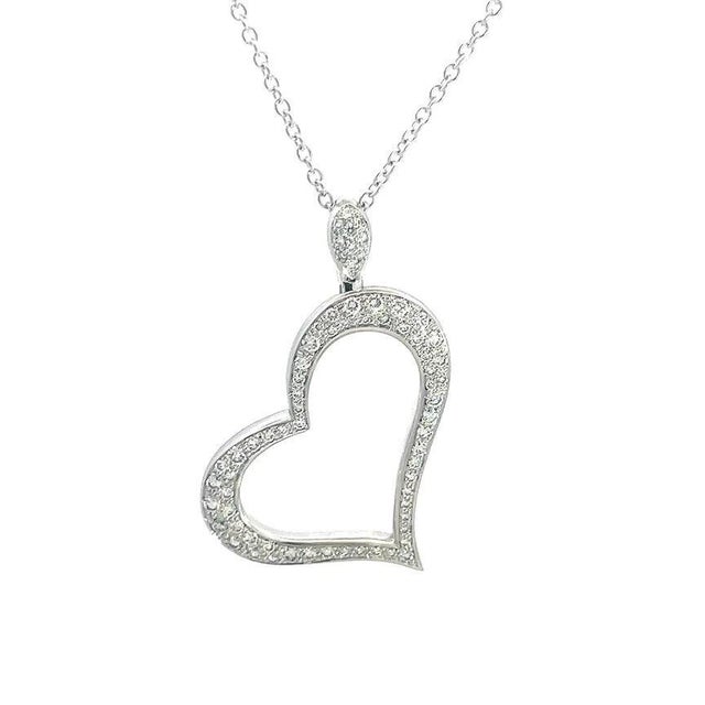 Contemporary Piaget Diamond Gold Heart Necklace 18k White Pave Set w/Chain For Sale - Image 3 of 9