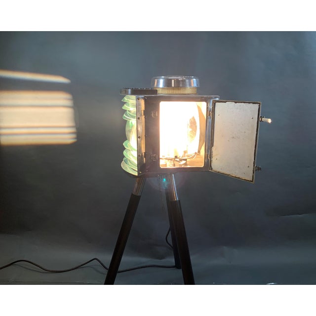 Metal Maritime Range Light with Polished Aluminum Body on Three Legs For Sale - Image 7 of 12