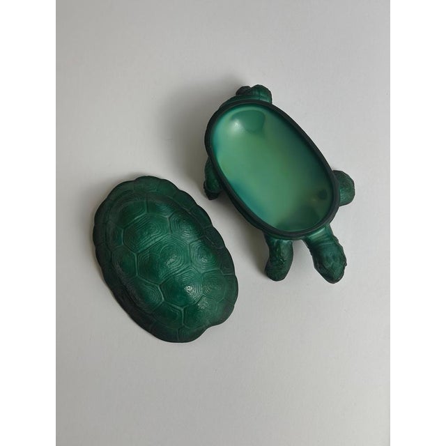 Glass Vintage Green Glass Turtle Trinket Box by Curt Schlevogt, Czechoslovakia, 1960s For Sale - Image 7 of 10