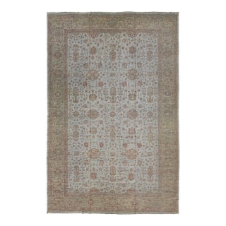 Gray Modern Oushak Style Oversized Wool Rug With Floral Design For Sale