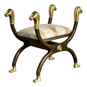Vintage Egyptian Revival Gilt Ram’s Head Curule Seat
