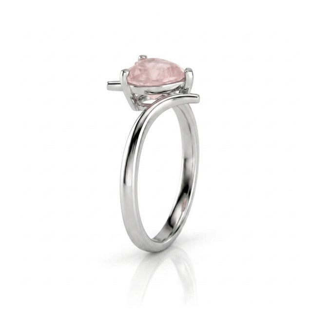Not Yet Made - Made To Order Rose Quartz Heart Ring, Pink Gemstone 925 Silver Ring Us 7 For Sale - Image 5 of 5