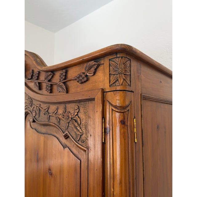 Chestnut Antique Hand Carved Wardrobe For Sale - Image 8 of 12