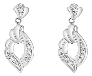 Dangling Drop Diamond Earrings .25cttw 14k White Gold, 2 Pieces