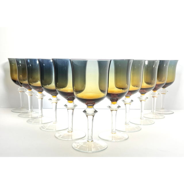 Denby “Aurora, Amber-Blue” Set of 11 Water Glasses 7 5/8” 12oz Excellent condition. No chips, cracks, or fleabites. Height...