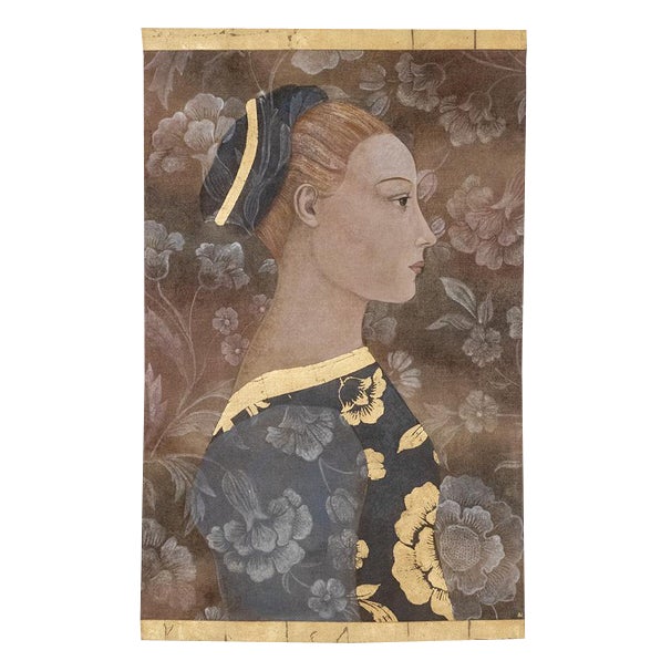 French Artist, Italian Renaissance-Style Portrait, Painted Canvas For Sale