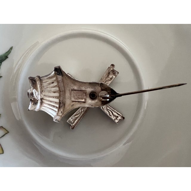 Mid-Century Modern Vintage Sterling Silver Dutch Windmill Brooch With Articulated and Spin Sails by Lang Jewelry (Circa 1940s – 1950s) For Sale - Image 3 of 3