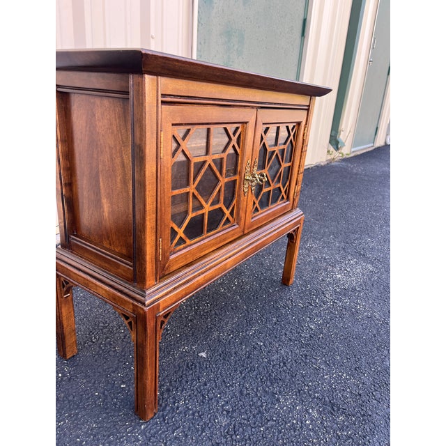 Vintage Chinoiserie Walnut Nightstand or Side Table For Sale - Image 9 of 12