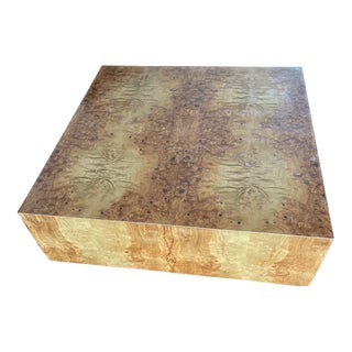 1970s Milo Baughman Exotic Olive Ash Burl Floating Coffee Table For Sale