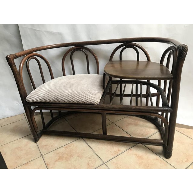 Bamboo & Rattan Side Table with Seating, 1960s For Sale - Image 11 of 18