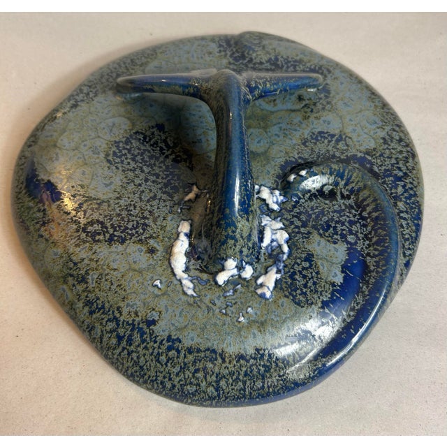 Ceramic Vintage Artisan Drip Glaze Pottery Doug Wylie Original Clayfish Design Whale Themed Casserole Dish For Sale - Image 7 of 12