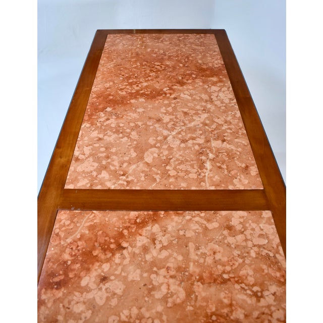 Salmon Neoclassical Style Italian Directoire Console Table, Rosso Verona Marble Top For Sale - Image 8 of 15