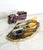 Gold Modernist Agate Cheese Board Set with Knives and Coasters, India, Set of 6 For Sale - Image 8 of 10