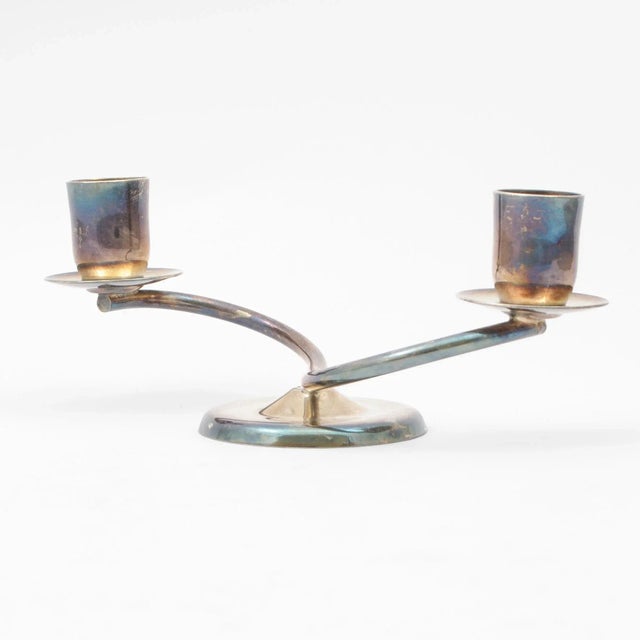 Danish Silver-Plated Candleholder from Berg, 1960s, in Very Good conditions. Designed 1960 to 1969 This piece has an...