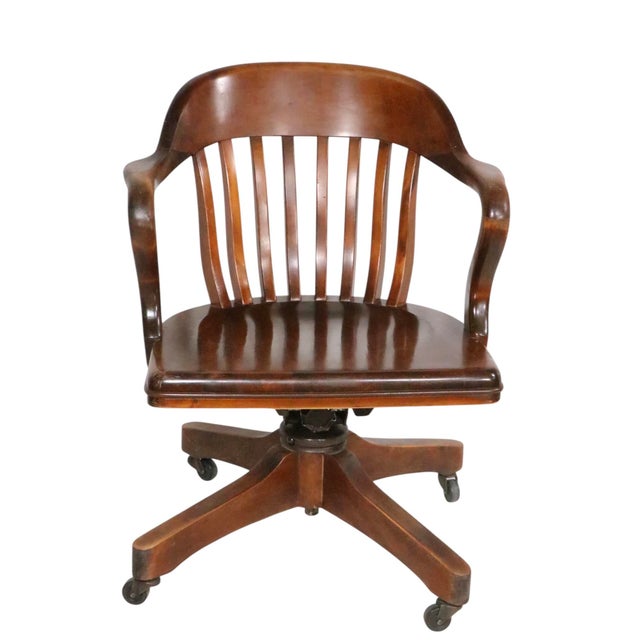 Early 20th Century Classic Bank of England Jury Style Swivel Tilt Office Desk Chair by Sikes For Sale - Image 9 of 14