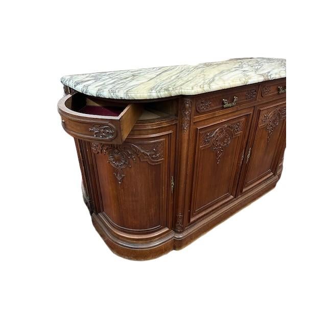 Late 19th Century French Walnut Marble Top Credenza For Sale In Tampa - Image 6 of 14