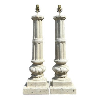 Vintage Cast Iron Column Lamps - A Pair For Sale