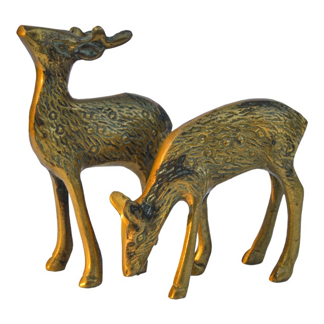 Midcentury Brass Deer, S/2 For Sale