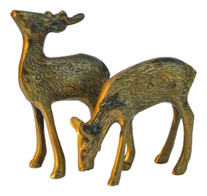 Midcentury Brass Deer, S/2