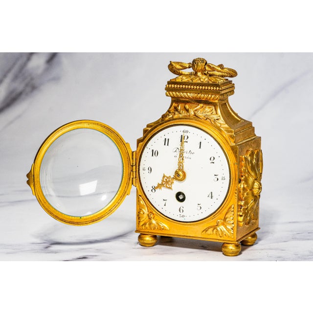 Amazing Antique French Gold Ormolu Bronze Mantel Clock Mougin Dutertre Paris Louis XVI Neoclassical Style Home Decor For Sale In New York - Image 6 of 16