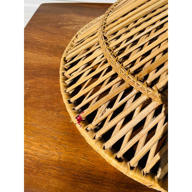 Wood Vintage 1970s Spun Wicker Rattan Table For Sale - Image 7 of 12