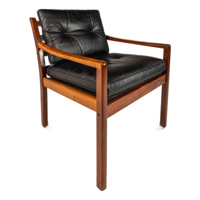 Mid-Century Danish Modern Model 806 Lounge Chair in Rosewood & Leather Attributed to Fredrik Kayser for Vatne Møbler, Norway, C. 1960s For Sale