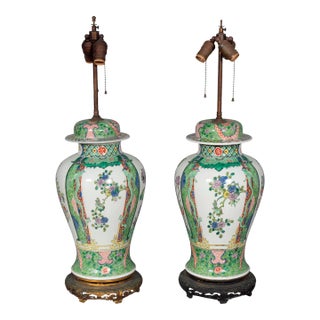 Samson Porcelain Ginger Jar Table Lamps in the Chinese Export Style - A Pair For Sale