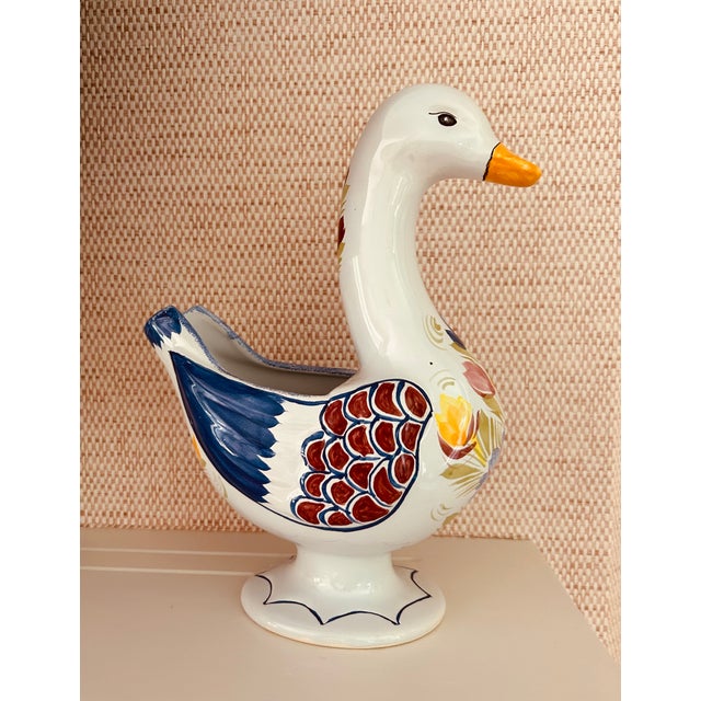 Henriot Quimper Henriot Quimper Hand Painted Duck-Vase/Planter/Decorative Item For Sale - Image 4 of 8