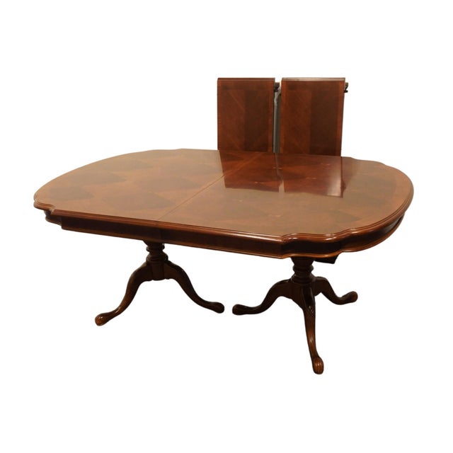 Brown Universal Furniture Cherry Contemporary Transitional 100" Double Pedestal Dining Table For Sale - Image 8 of 10