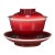 1990s Langyao Red Porcelain Gaiwan Tea Set, Ox‑Blood Red Glaze Teacup With Lid & Saucer For Sale