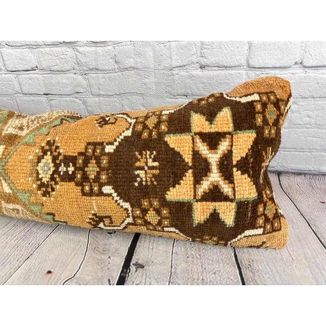 Turkish 14 x 35 Lumbar Kilim Rug Dream Oasis Turkish Pillow Cushion Cover For Sale - Image 3 of 4