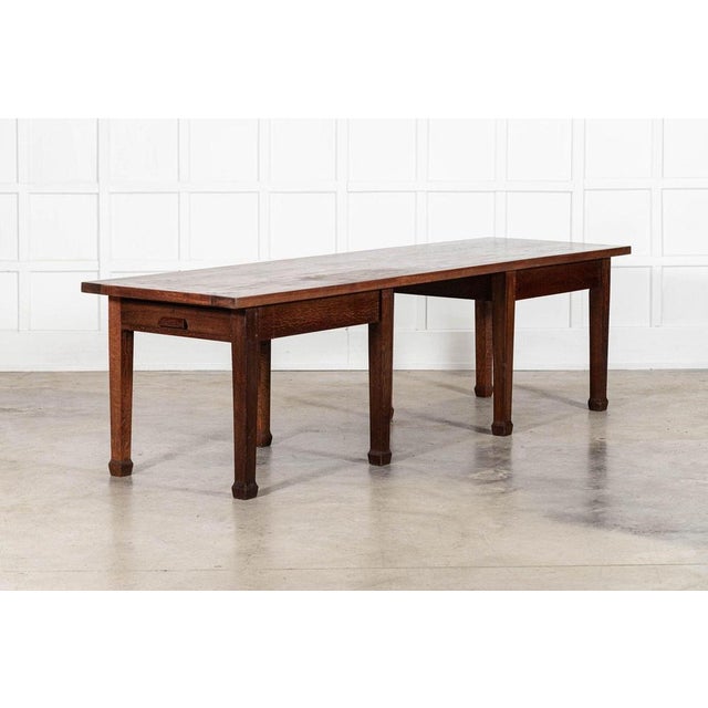 English Monumental Oak Library Table, 1930s For Sale - Image 3 of 16