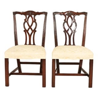 Kindel Furniture Georgian Carved Mahogany Side Chairs or Dining Chairs, Pair For Sale