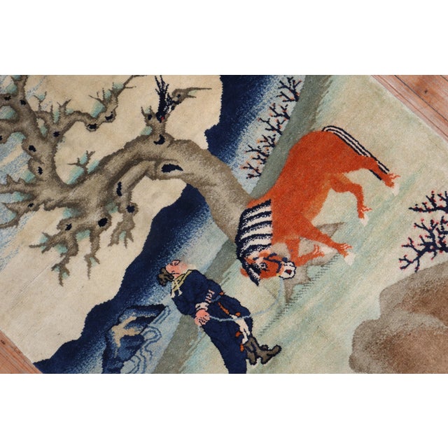 Chinese Early 20th Century Tibetan Pictorial Throw Rug - 2'5" x 5' For Sale - Image 3 of 8